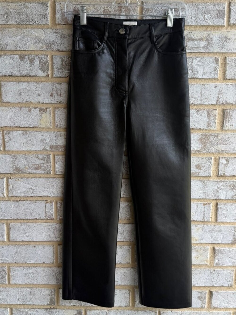 Wilfred Faux Leather Black Straight Leg Pants Women's Size 0